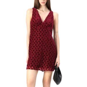 NWT GAP Velvet Floral Mini Dress Size Small In Red Floral Print